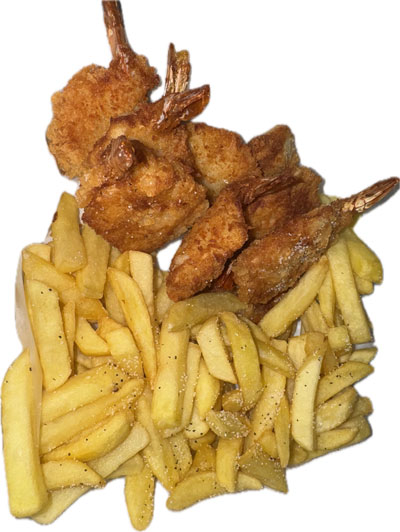 Fried Coconut Shrimp (10 pc) and Fries